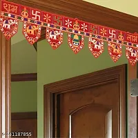 Shubh Labh Toran Traditional Art Handmade Door Bandarwal Toran (Red) (Design 1)-thumb1