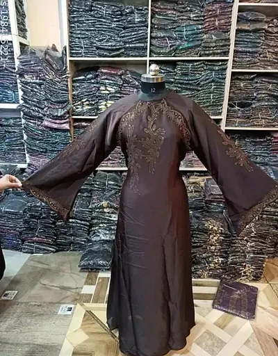 Elegant Art Silk Self Pattern Abaya for Women