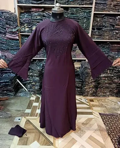 Elegant Art Silk Self Pattern Abaya for Women