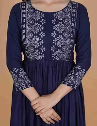 Rj Fashion Women's Rayon Printed Anarkali Kurta | Gown for Womens | Full Length 3/4 Sleeves Kurti-thumb4