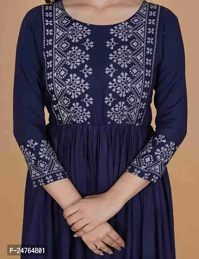 Rj Fashion Women's Rayon Printed Anarkali Kurta | Gown for Womens | Full Length 3/4 Sleeves Kurti-thumb5