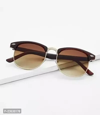 Stylish Brown Plastic Round Sunglasses For Men And Women-thumb0