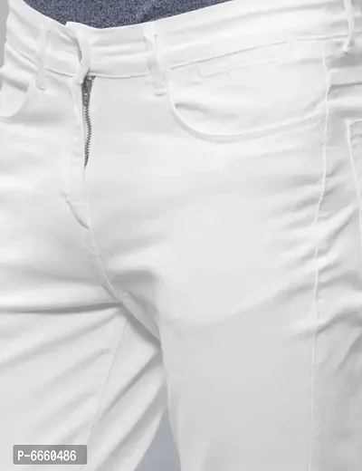 White Denim Mid Rise Jeans For Men-thumb2