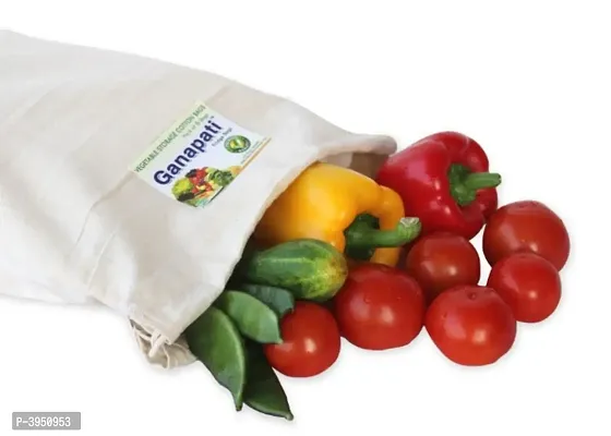 Ganapati Fridge Vegetable  Fruit Storage Cotton Large Bag Eco-friendly Multipurpose Reusable Organizer (Pack of 6)-thumb5