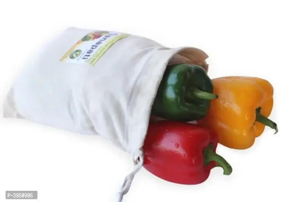 Cotton Fridge Vegetable  Fruit Bag (Pack of 12) Eco-friendly Multipurpose Reusable Organizer.-thumb2