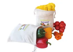 Ganapati Cotton Fridge Vegetable  Fruit Storage Bag with String (Pack of 10) Eco-friendly Multipurpose Organizer.-thumb3