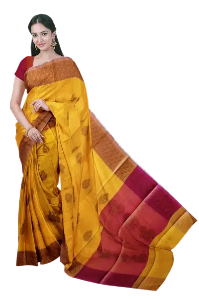 Classic Silk Blend Saree With Blouse Piece For Women