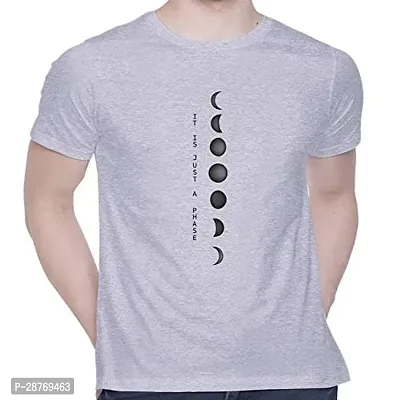 Stylish Grey Cotton Printed Round Neck T-Shirt For Men-thumb0