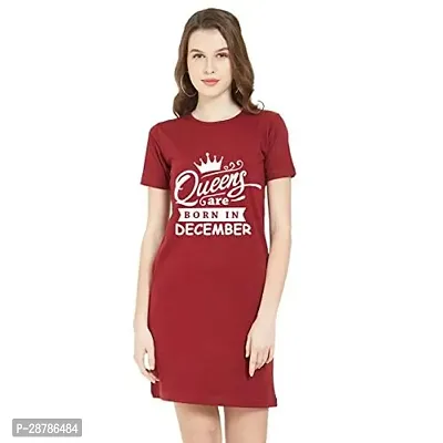 Stylish Red Cotton Blend Printed Dress For Women-thumb0