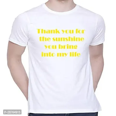 Stylish White Cotton Printed Round Neck T-Shirt For Men-thumb0