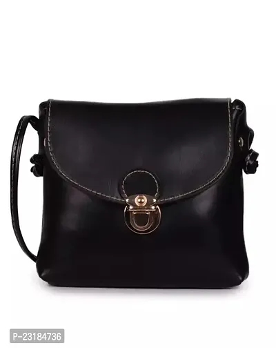 Stylish Black PU Sling Bags For Women