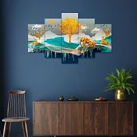 CREATIVE CROWD Set of Five Framed Wall Painting for Home Decoration , Paintings for Living room , Bedroom , Big Size 3D Scenery ( 17 X 30 INCH-thumb2