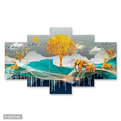 CREATIVE CROWD  Set Of Five Nature of Wall Painting  For Home Decoration , Living Room , Office , Hotel Big Size Wall Decor (D417X30 Inches)-thumb0