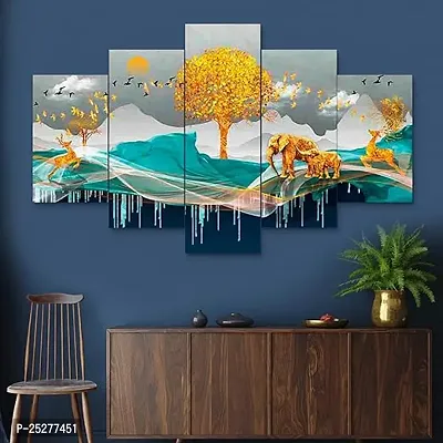 CREATIVE CROWD  Set Of Five Nature of Wall Painting  For Home Decoration , Living Room , Office , Hotel Big Size Wall Decor (D417X30 Inches)-thumb2