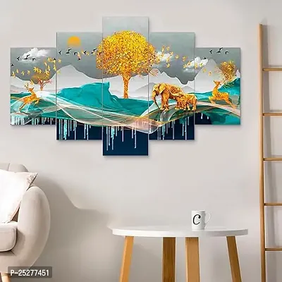 CREATIVE CROWD  Set Of Five Nature of Wall Painting  For Home Decoration , Living Room , Office , Hotel Big Size Wall Decor (D417X30 Inches)-thumb4