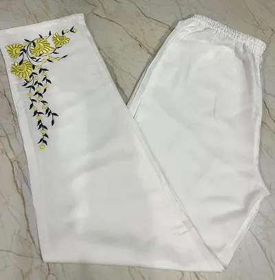 SHK69 Womens new White Embroidered pant