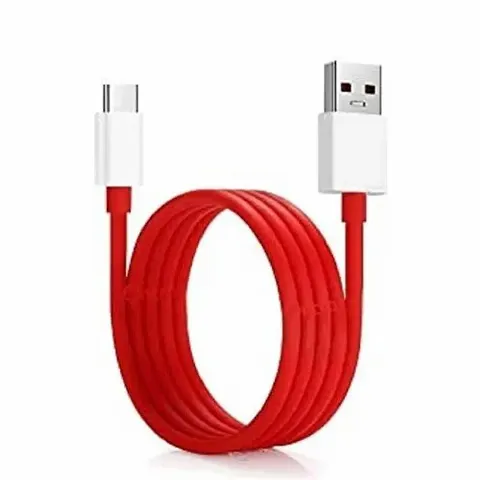 DealFry Type C Dash Charging USB Data Cable with Quickly Data Sync Fast Rapid Charging Compatible for One Plus Nord, 7, 7 Pro, 6T/5/5T/3/3T and All Type-C Supported Smartphones (Red Cable)