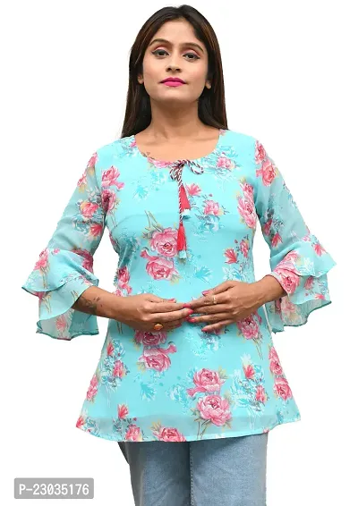 A-Line Blue  Cotton Short Tunic For Women-thumb0