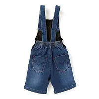 FirstClap Denim Solid Short Knee Length Dungaree for Kids Unisex (Boys  Girls) Jumpsuit for Kids - Dark Blue - 18-24 Month-thumb1