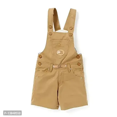 FirstClap Cotton Solid Short Knee Length Dungaree for Kids Unisex (Boys  Girls) Jumpsuit for Kids-thumb0