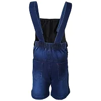 FirstClap Denim Solid Short Knee Length Dungaree for Kids Unisex (Boys  Girls) Jumpsuit for Kids - Dark Blue - 1-2 Year-thumb1
