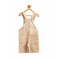 Firstclap Cotton Solid Short Knee Length Dungaree for Kids Unisex (Boys  Girls) Jumpsuit for Kids - Khaki - 1-2 Year-thumb1