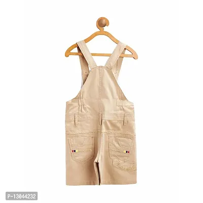 Firstclap Cotton Solid Short Knee Length Dungaree for Kids Unisex (Boys  Girls) Jumpsuit for Kids - Khaki - 1-2 Year-thumb2