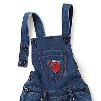 FirstClap Denim Solid Short Knee Length Dungaree for Kids Unisex (Boys  Girls) Jumpsuit for Kids - Dark Blue - 18-24 Month-thumb2