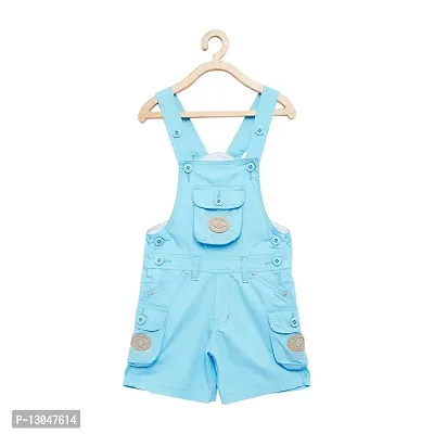 FirstClap Cotton Solid Short Knee Length Dungaree for Kids Unisex (Boys  Girls) Jumpsuit for Kids - SkyBlue - 8-9 Year