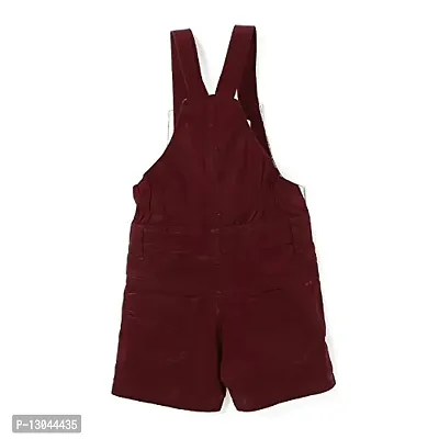 FirstClap Cotton Solid Short Knee Length Dungaree for Kids Unisex (Boys  Girls) Jumpsuit for Kids - Maroon-thumb2