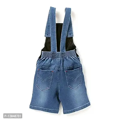 FirstClap Denim Solid Short Knee Length Dungaree for Kids Unisex (Boys  Girls) Jumpsuit for Kids - Light Blue - 2-3 Year-thumb2