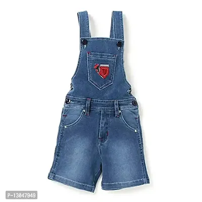 FirstClap Denim Solid Short Knee Length Dungaree for Kids Unisex (Boys  Girls) Jumpsuit for Kids - Light Blue - 12-18 Month