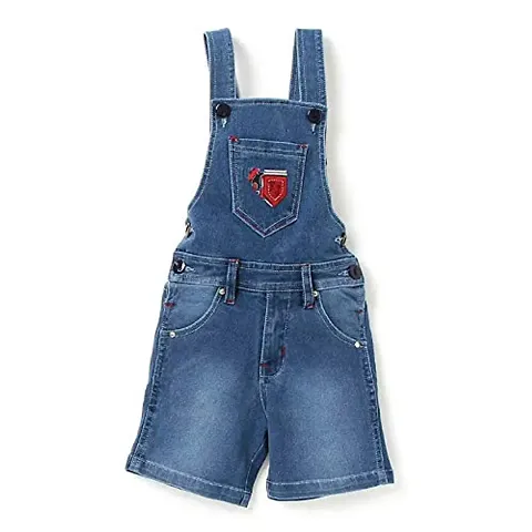 FirstClap Solid Short Knee Length Dungaree for Kids Unisex (Boys Girls) Jumpsuit for Kids - Light - 2-3 Year