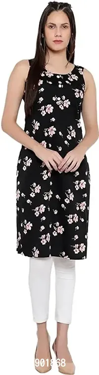 Stylish Straight Black Printed Cotton Semi Stitched Kurta For Women-thumb0