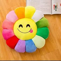 Velvet Sun Flower Smiley Cushions Chair Back | Sun Flower Design Kids Pillow | Emoji Pillow Cushions Set of 2 (Multi)-thumb4