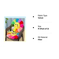 Velvet Sun Flower Smiley Cushions Chair Back | Sun Flower Design Kids Pillow | Emoji Pillow Cushions Set of 2 (Multi)-thumb1