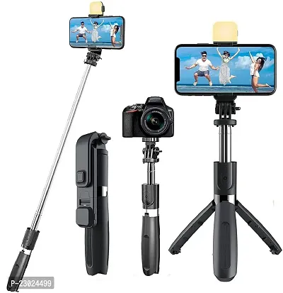 Extendable R1S Selfie Stick 360 Rotation Tripod Stand With Detachable Wireless Remote Portable Mobile Phone Holder-thumb0