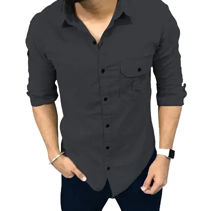 Classic Blend Solid Casual Shirts for Men