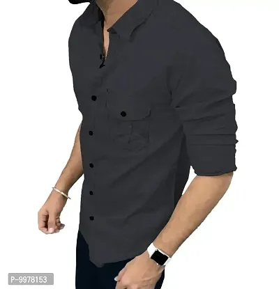 Classic Cotton Blend Solid Casual Shirts for Men-thumb2