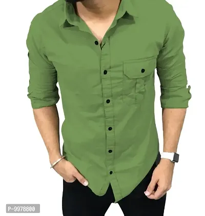 Classic Cotton Blend Solid Casual Shirts for Men-thumb0
