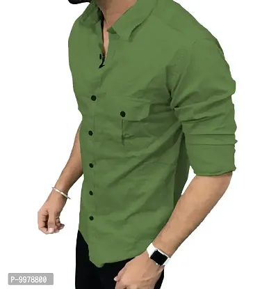 Classic Cotton Blend Solid Casual Shirts for Men-thumb2