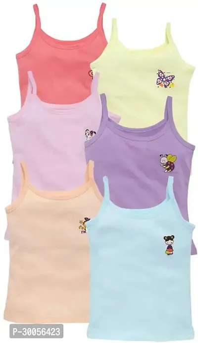 Comfortable Multicolored Cotton Blend Printed Camisole For Girls-Pack Of 6-thumb0