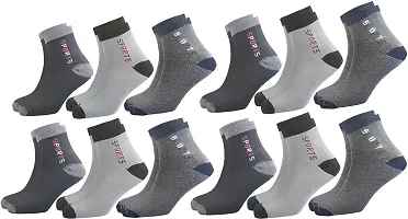 12 Pairs Super Fine Quality Sports Cotton Multicolor Socks For Men,Women and Kids-thumb2