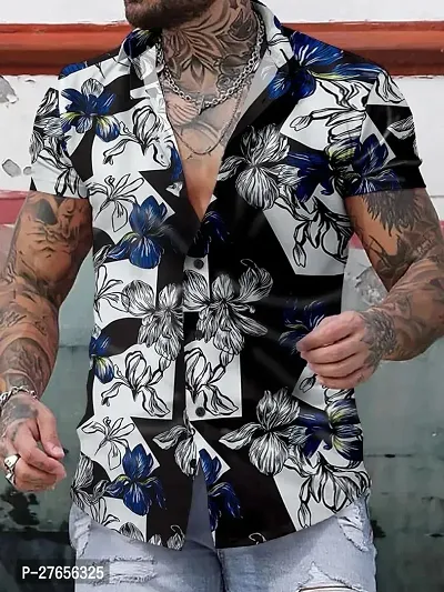 Reliable Lycra Printed Short Sleeves Casual Shirts For Men-thumb3