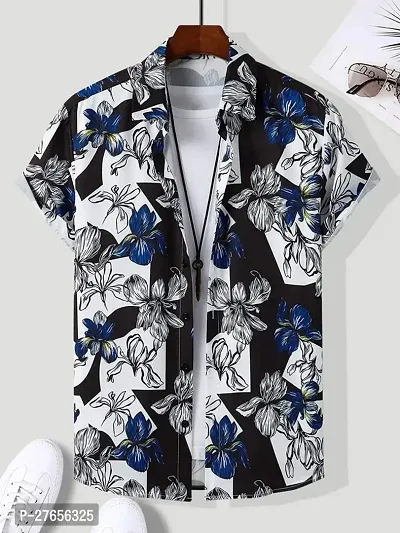 Reliable Lycra Printed Short Sleeves Casual Shirts For Men-thumb0