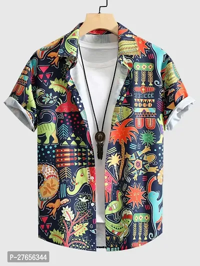 Reliable Lycra Printed Short Sleeves Casual Shirts For Men-thumb0