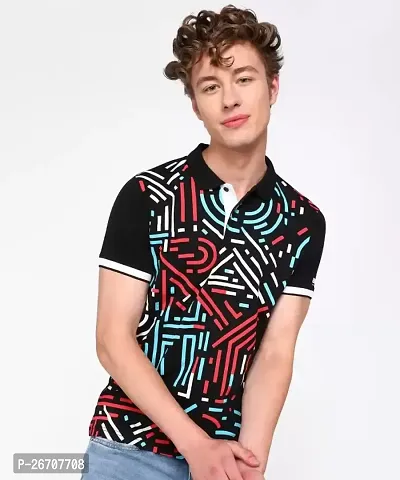 Stylish Multicoloured Cotton Printed Polos For Men