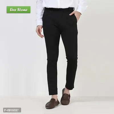 Stylish Cotton Blend Solid Mens Casual Trouser-thumb0