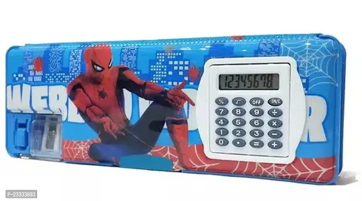 Spiderman Magnetic Pencil Geometry Box With Dual Sharpener With Calculator For Girls And Boy