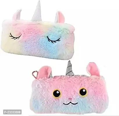 Unicorn Gifts For Girls Pencil Case , Cute Plush Unicorn Pen Pouch , Girls Cosmetic Pouch Bag Stationery Organizer (Pink)